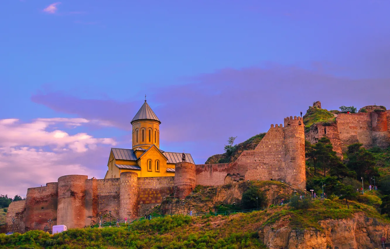 Photo wallpaper landscape, mountains, fortress, Georgia, Narikala