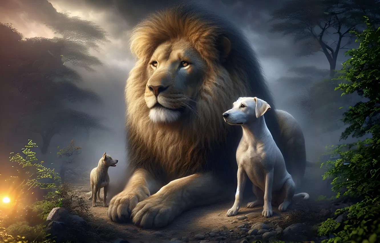 Photo wallpaper dog, Leo, AI art, neural network