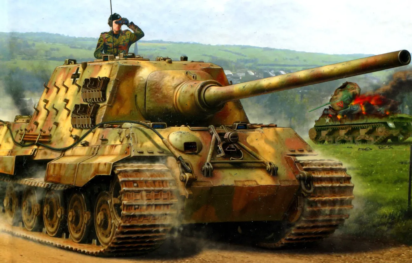 Photo wallpaper Figure, Jagdpanzer VI, Heavy, Hunting tiger, SPG, Ausf. B, 12.8cm PaK44, Tank destroyers