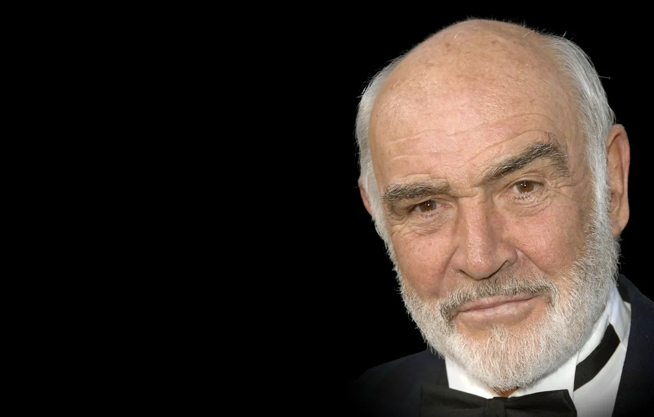 Photo wallpaper look, actor, black background, actor, view, producer, black background, Sean Connery