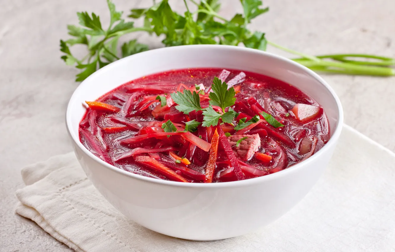 Photo wallpaper greens, hot, plate, soup, vegetables, soup