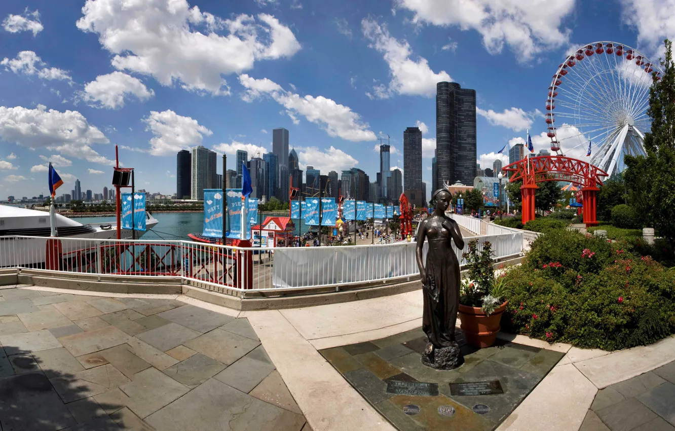 Photo wallpaper city, the city, Chicago, USA, Chicago, Illinois, Navy Pier