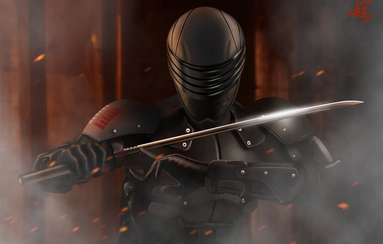 Photo wallpaper sword, katana, art, costume, helmet, armor