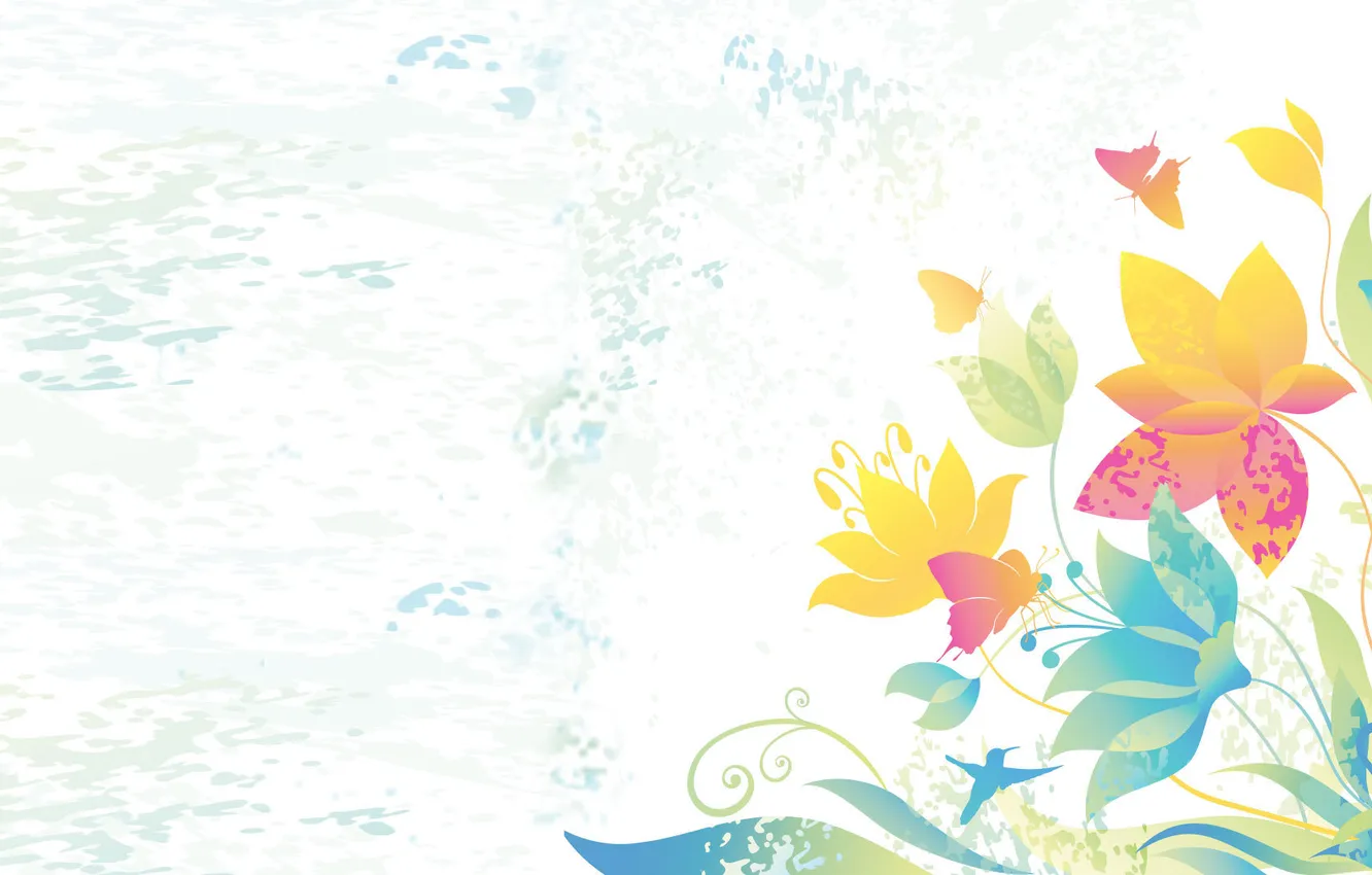 Photo wallpaper summer, flowers, mood, figure, bird, gently