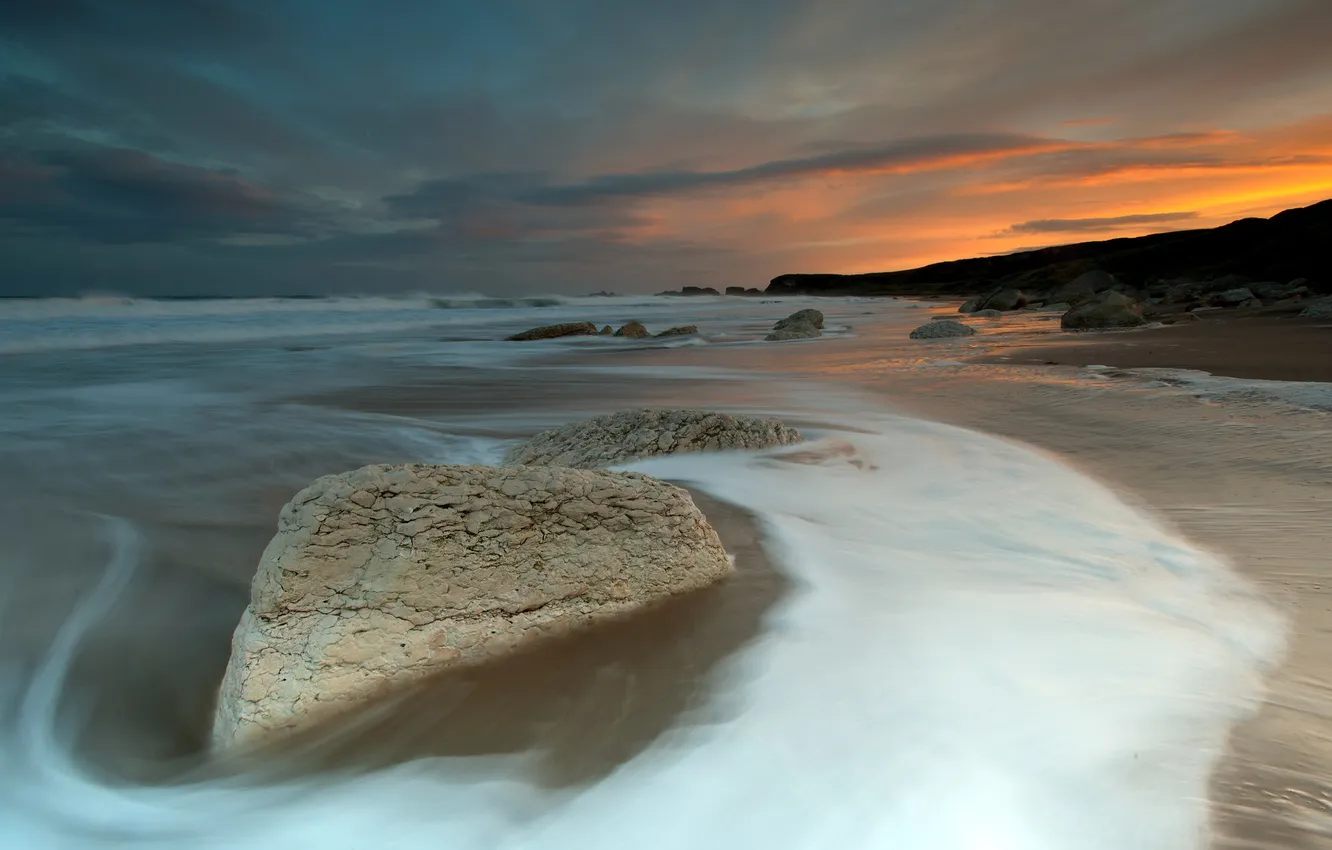 Photo wallpaper sea, sunset, shore