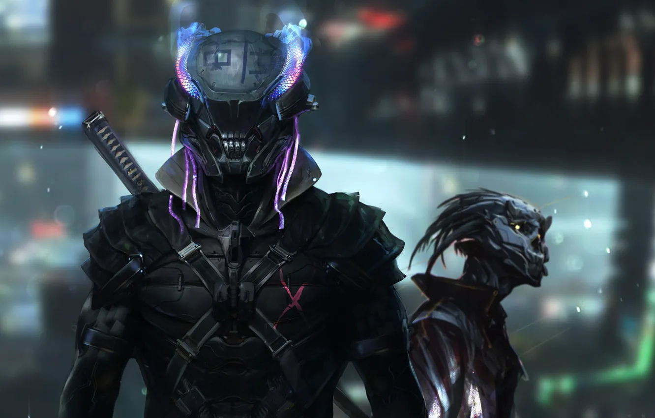 Photo wallpaper future, fiction, robot, art, costume, helmet, fantasy, cyborg