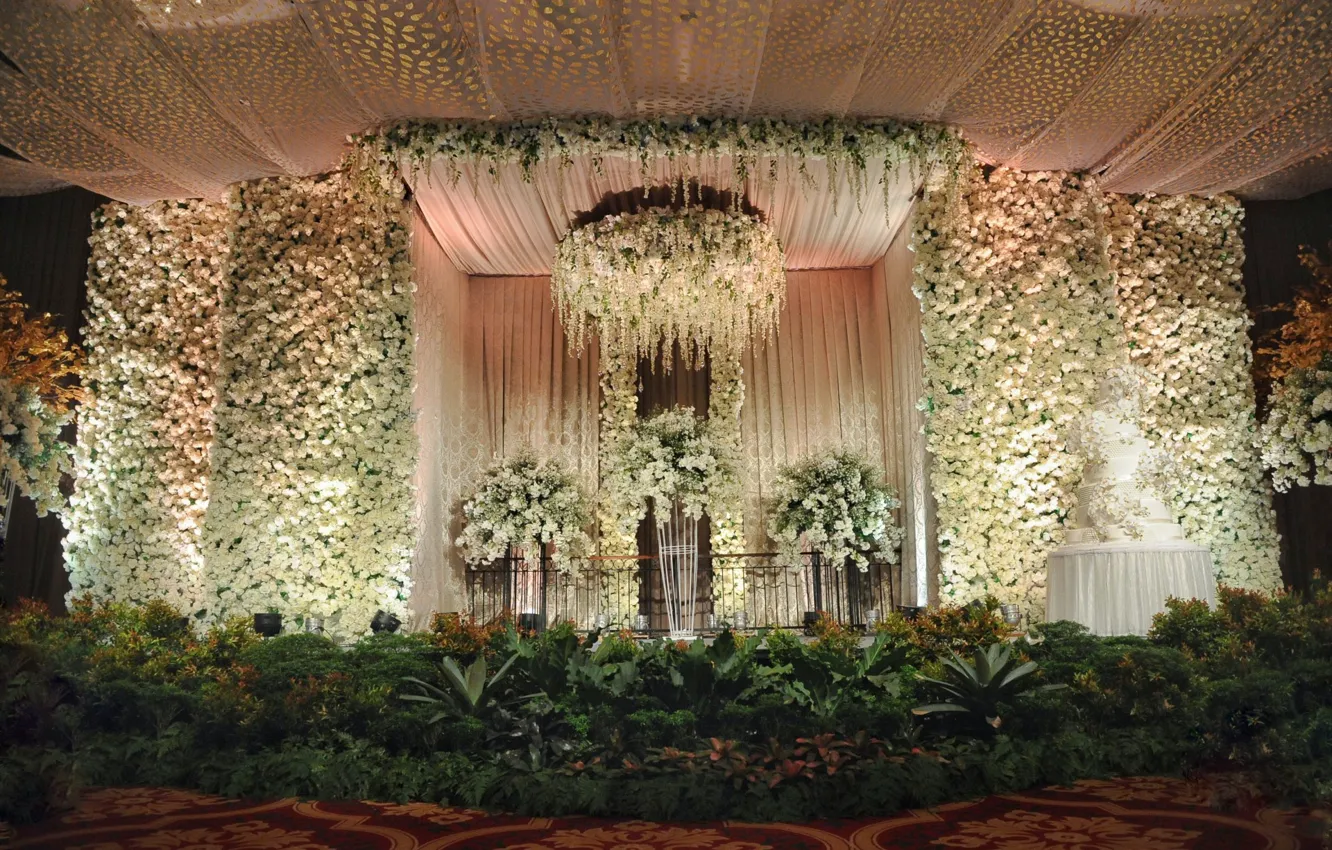 Photo wallpaper decoration, flowers, plant, interior, hall, flowers, decor, interior