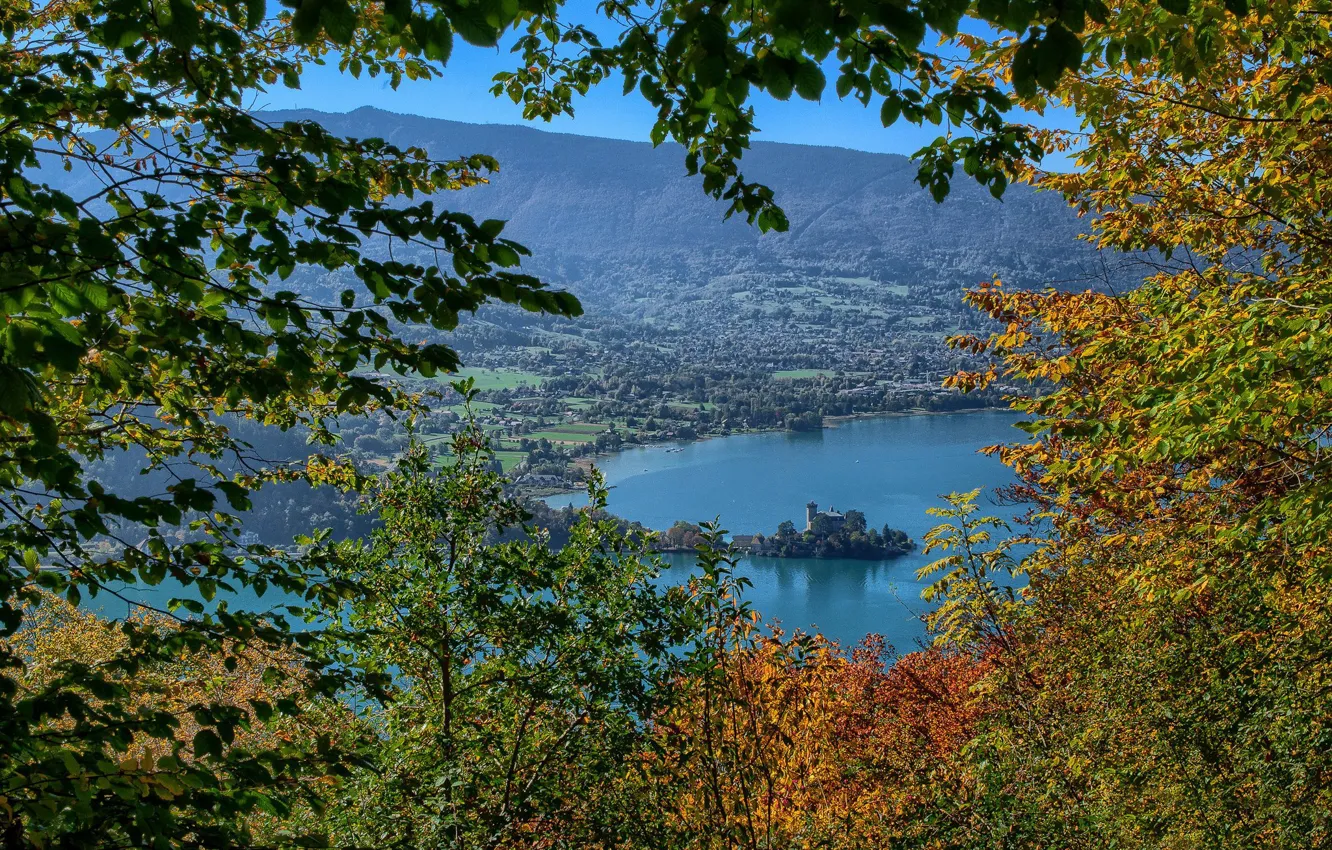 Photo wallpaper lake, France, Annecy, Haute-Savoie