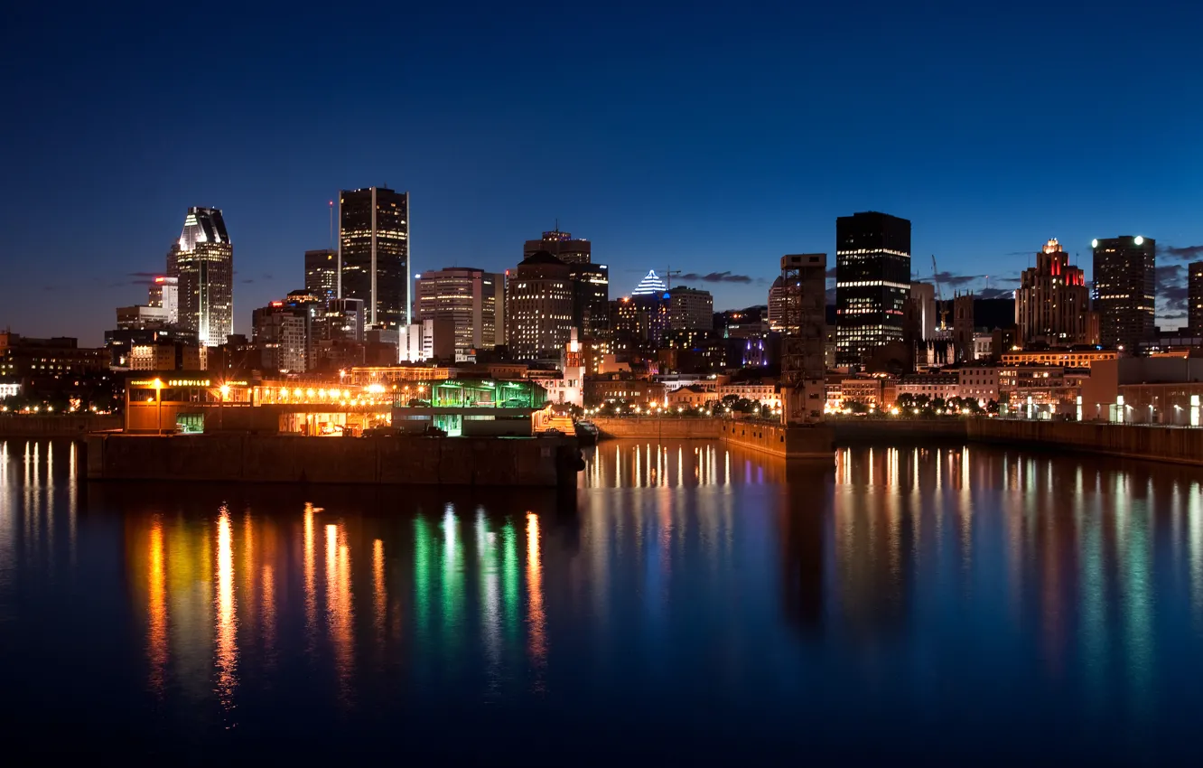 Photo wallpaper city, the city, river, building, Canada, Montreal, Canada, river