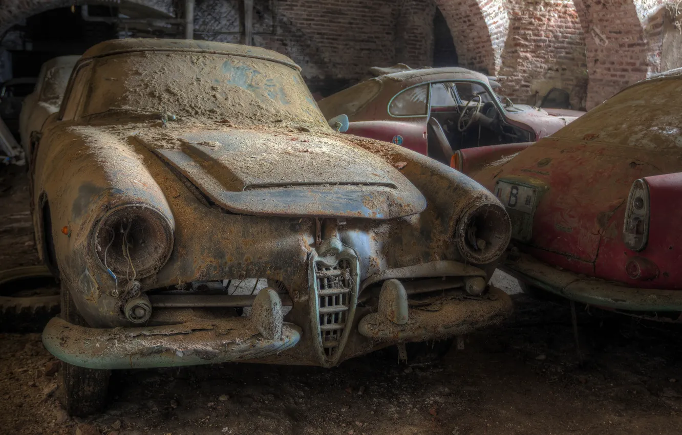 Photo wallpaper auto, old, dust, dump