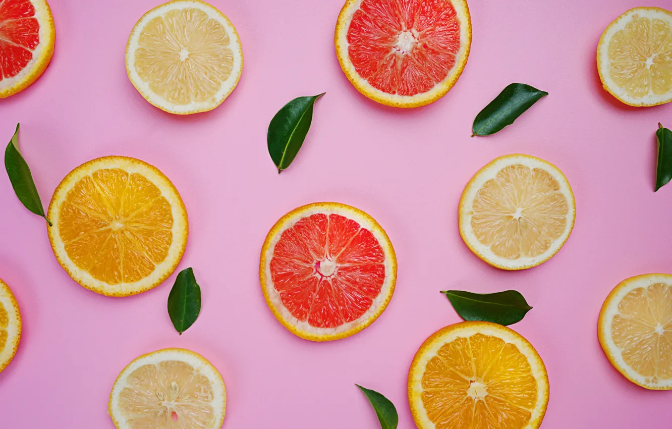 Photo wallpaper lemon, orange, lemon, fruit, slices, grapefruit, fruit, orange