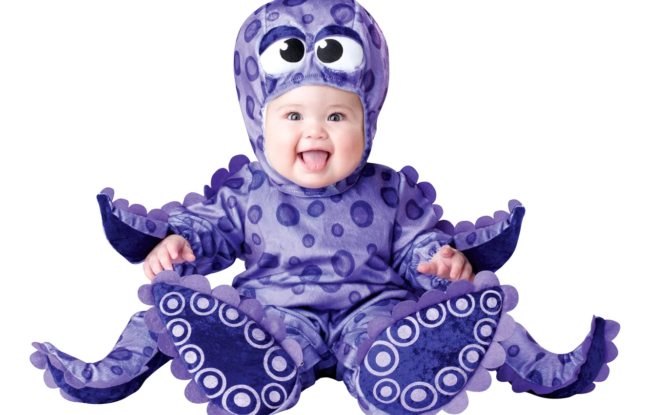 Photo wallpaper joy, children, baby, octopus, costume