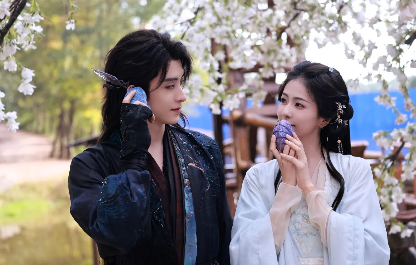 Photo wallpaper love, spring, pair, China, the series, walk, flowering, drama