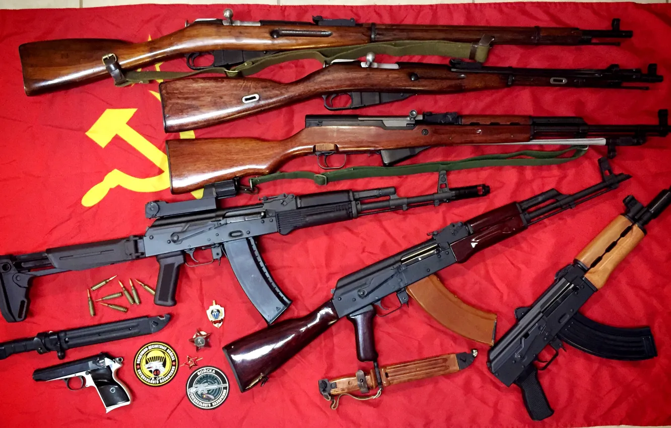 Photo wallpaper weapons, flag, Arsenal, Soviet