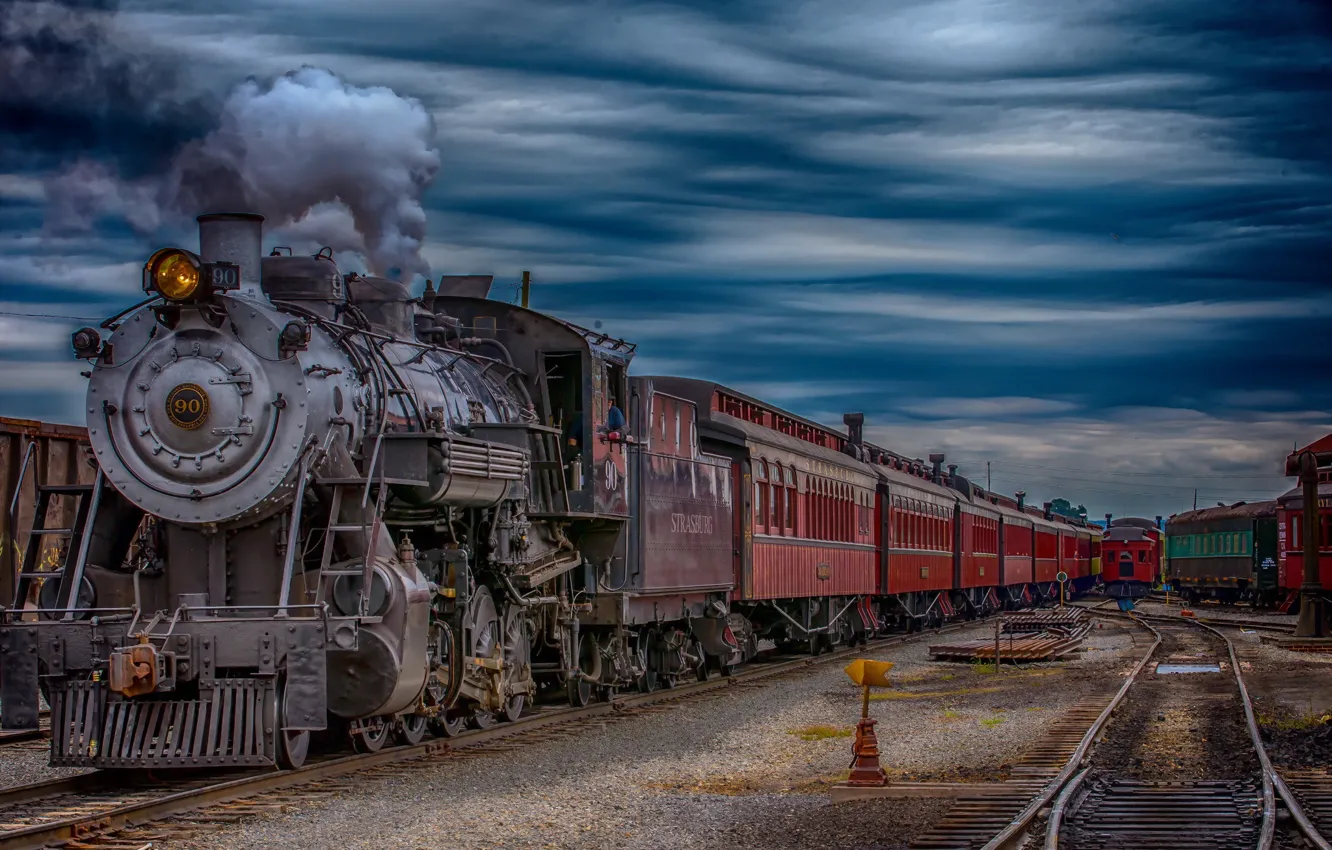 Photo wallpaper train, the engine, station
