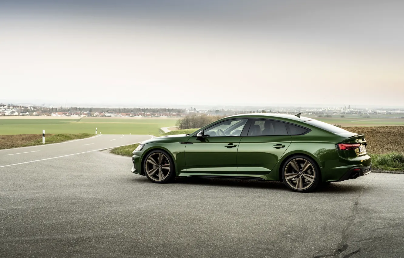 Photo wallpaper Audi, green, in profile, RS 5, 2020, RS5 Sportback