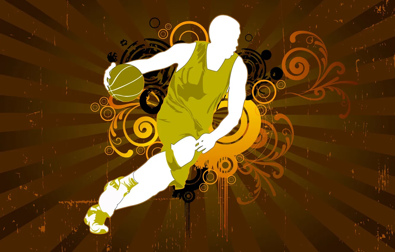Photo wallpaper pattern, the ball, vector, silhouette, Basketball