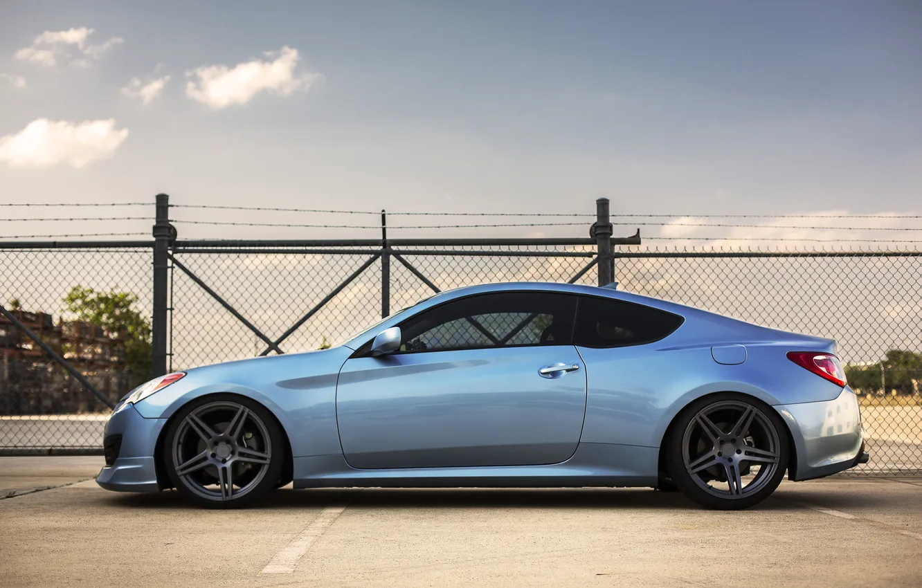 Photo wallpaper blue, profile, Hyundai, blue, Hyundai, Genesis, Genesis