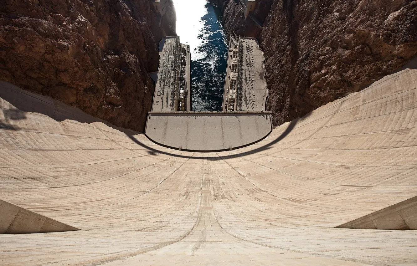 Photo wallpaper river, rocks, height, dam, Hoover