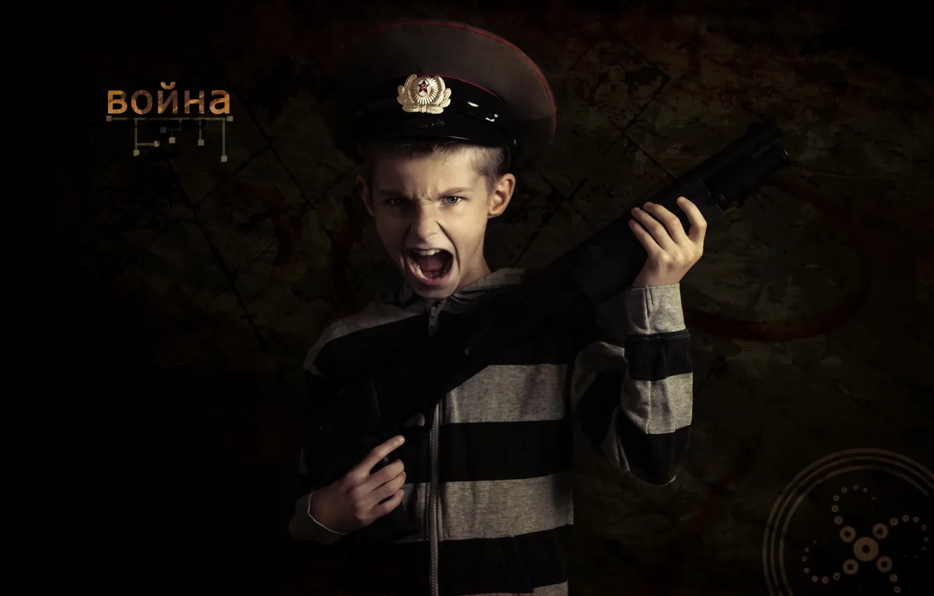 Photo wallpaper weapons, mood, child