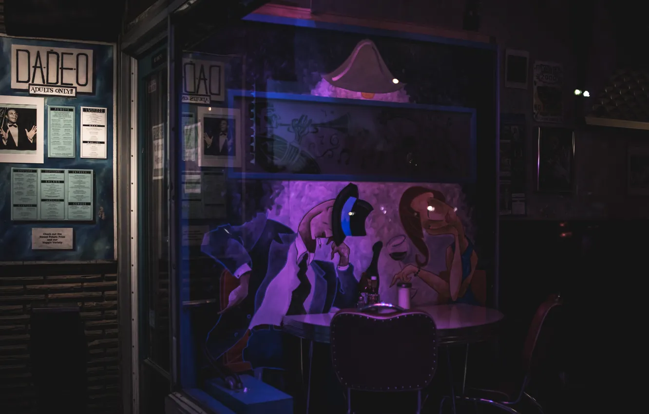 Photo wallpaper figure, the evening, bar, table