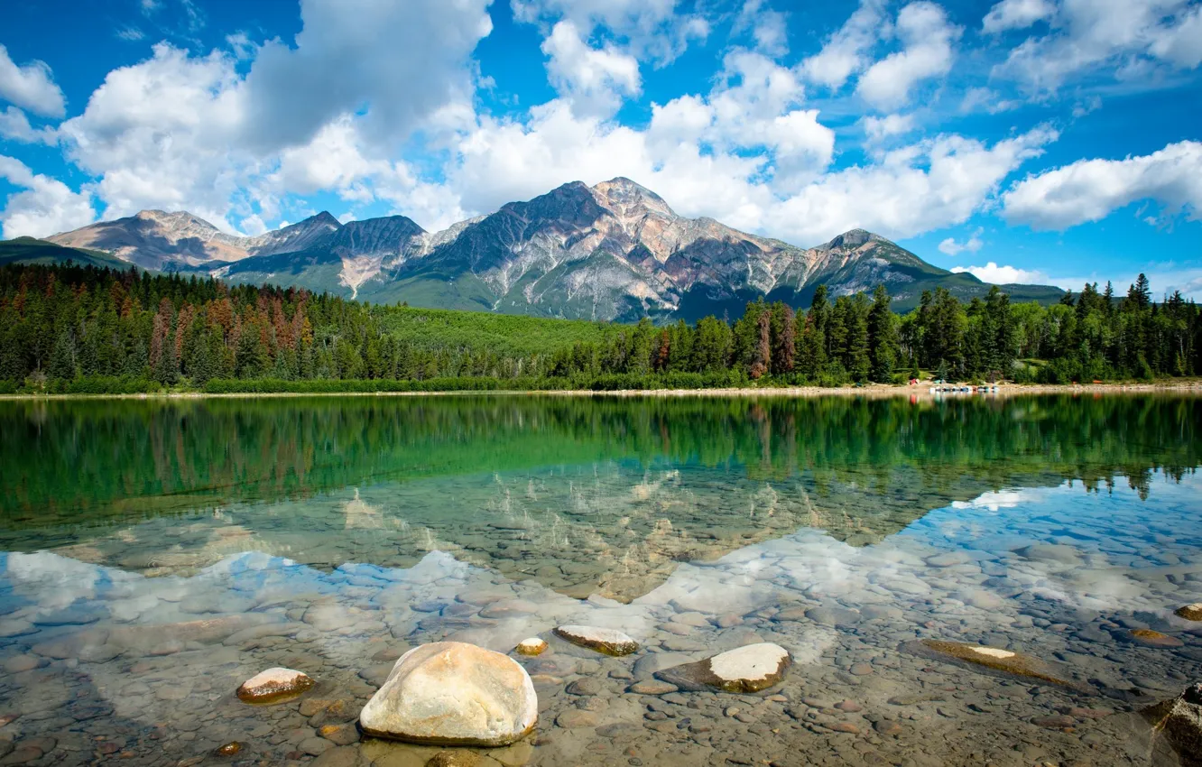 Photo wallpaper water, landscape, mountains, lake