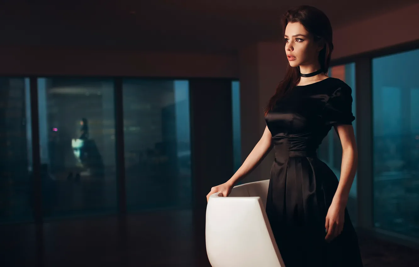 Photo wallpaper dress, in black, Maria Way