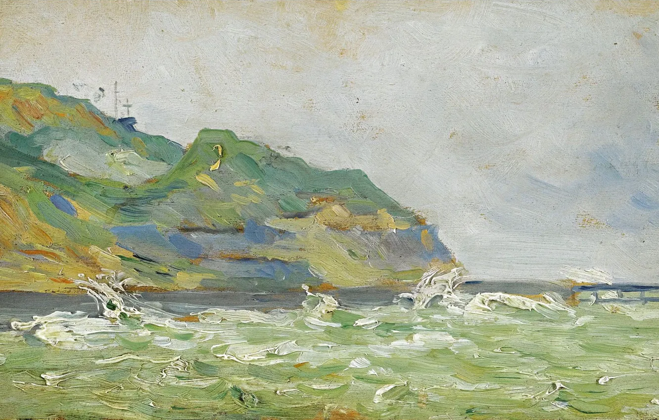 Photo wallpaper sea, landscape, picture, 1882, Paul Signac, Paul Signac, Port-EN-Bessin