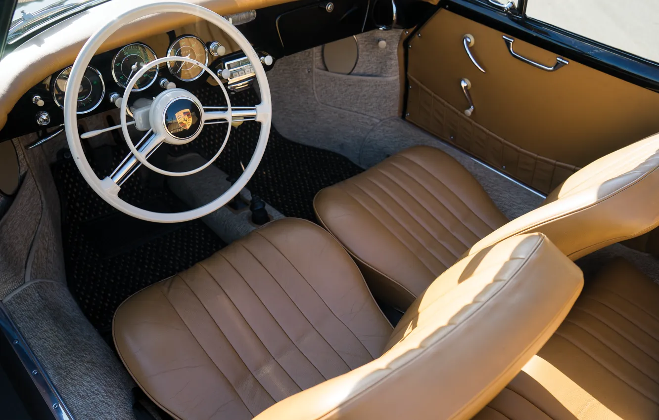 Photo wallpaper Porsche, 356, 1958, steering wheel, Porsche 356A 1600 Super Cabriolet