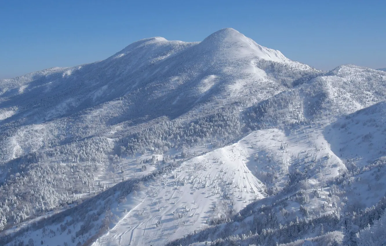Photo wallpaper winter, snow, blue, Japan, Mountain, slope, Ecote