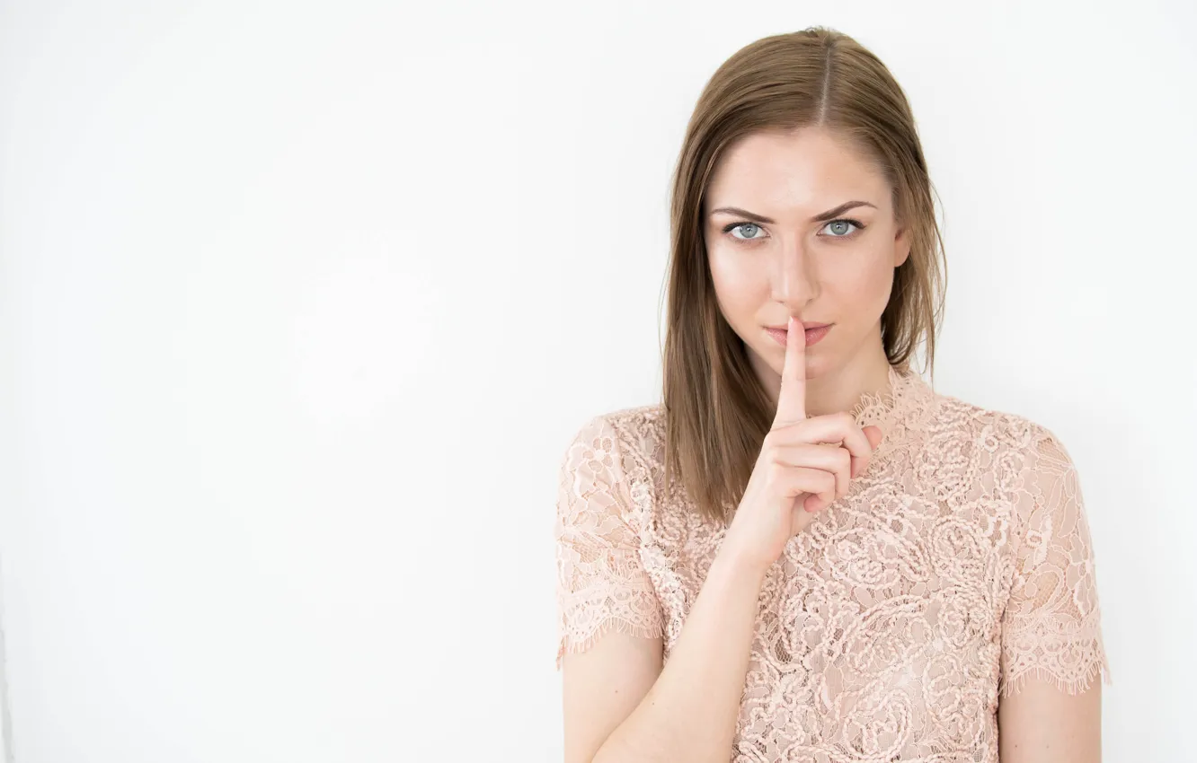 Photo wallpaper face, sign, hands, fingers, Yulia