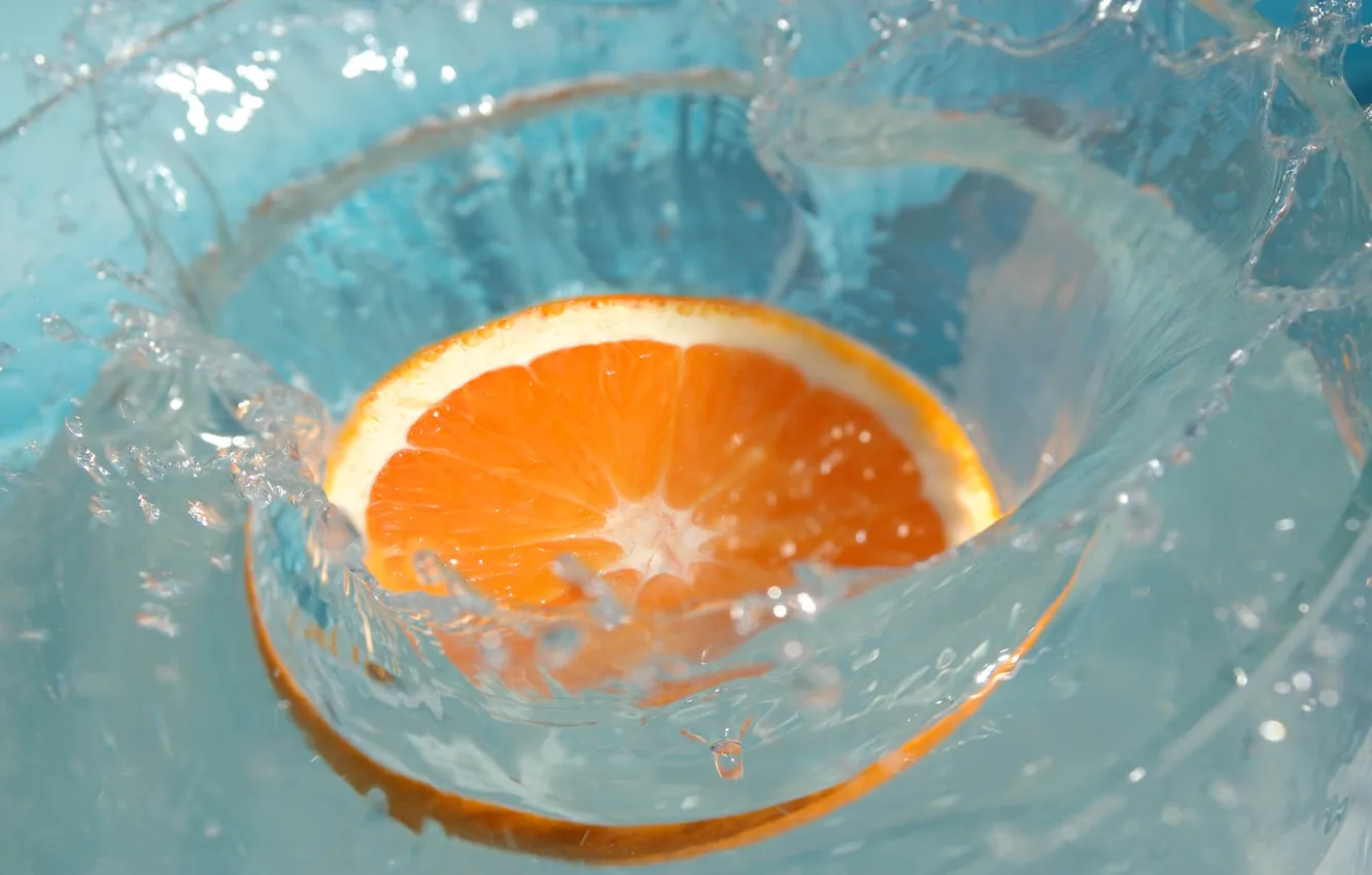 Photo wallpaper water, orange, fruit