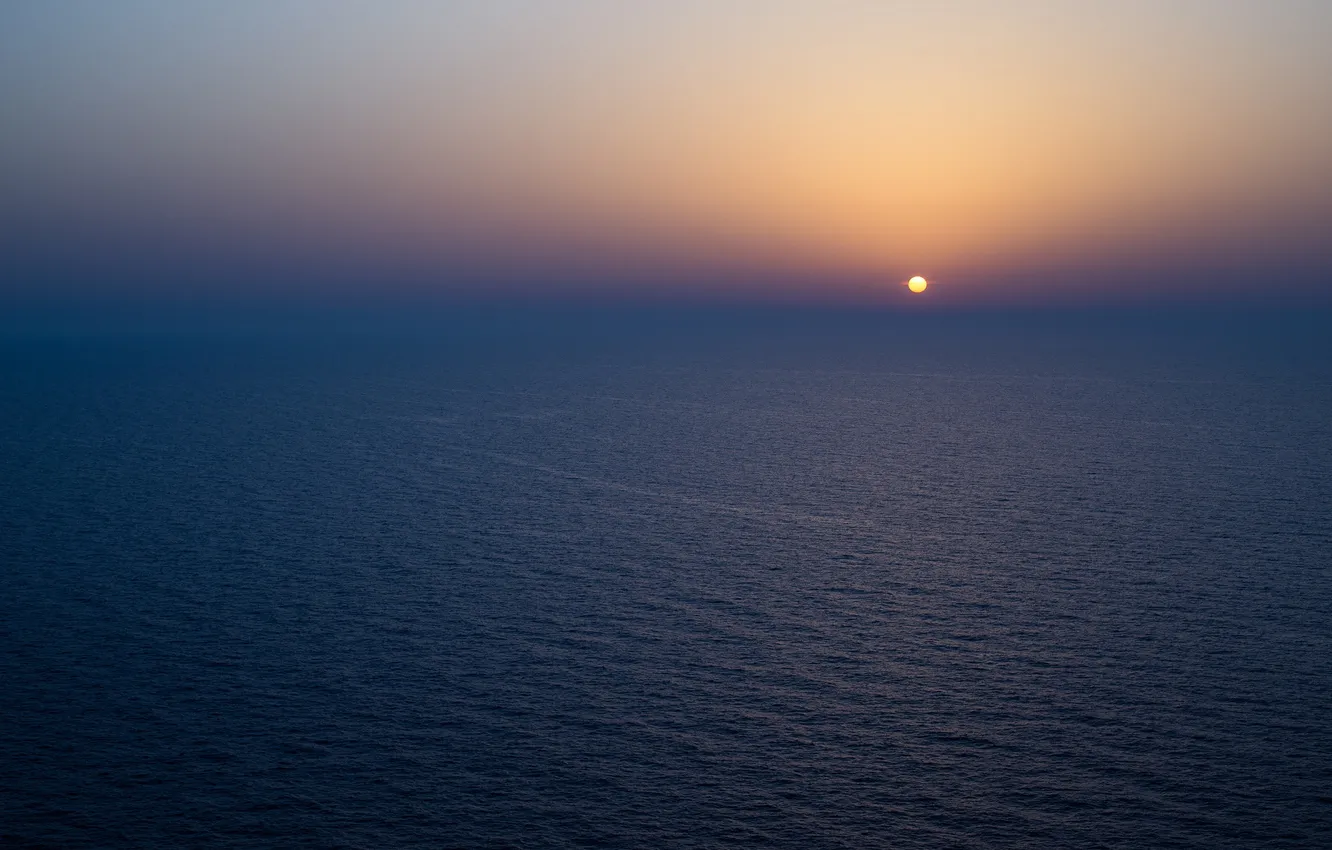Photo wallpaper sea, sunrise, horizon, infinity