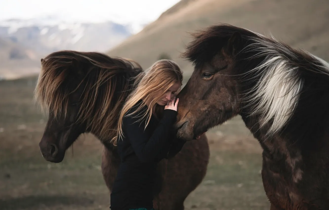 Photo wallpaper girl, the wind, horse, Alessandra Barilla