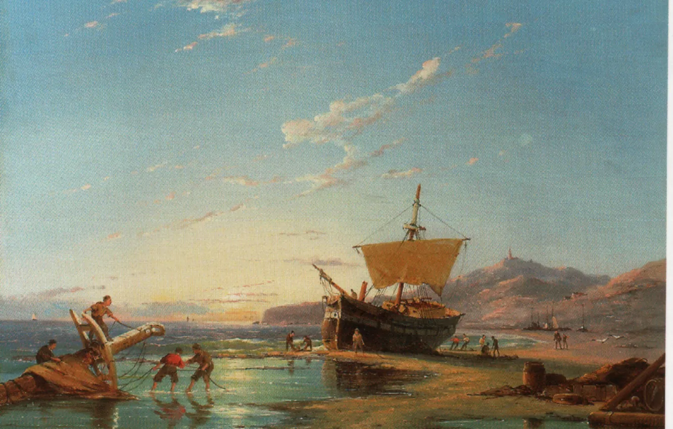 Photo wallpaper ship, sail, sailors, cargo, mast, DOMMERSEN