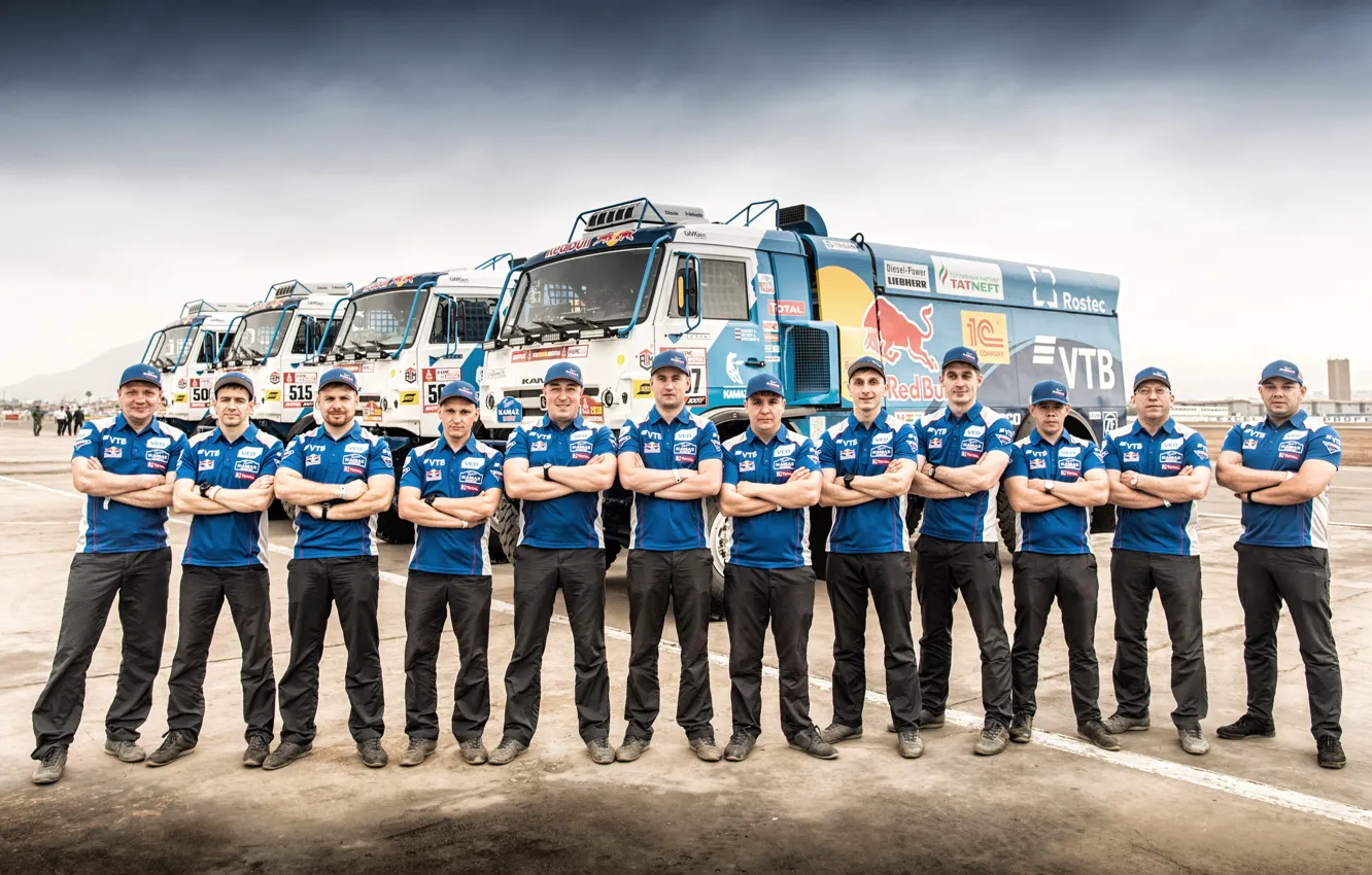 Photo wallpaper people, Master, team, Russia, Kamaz, Rally, Dakar, KAMAZ-master