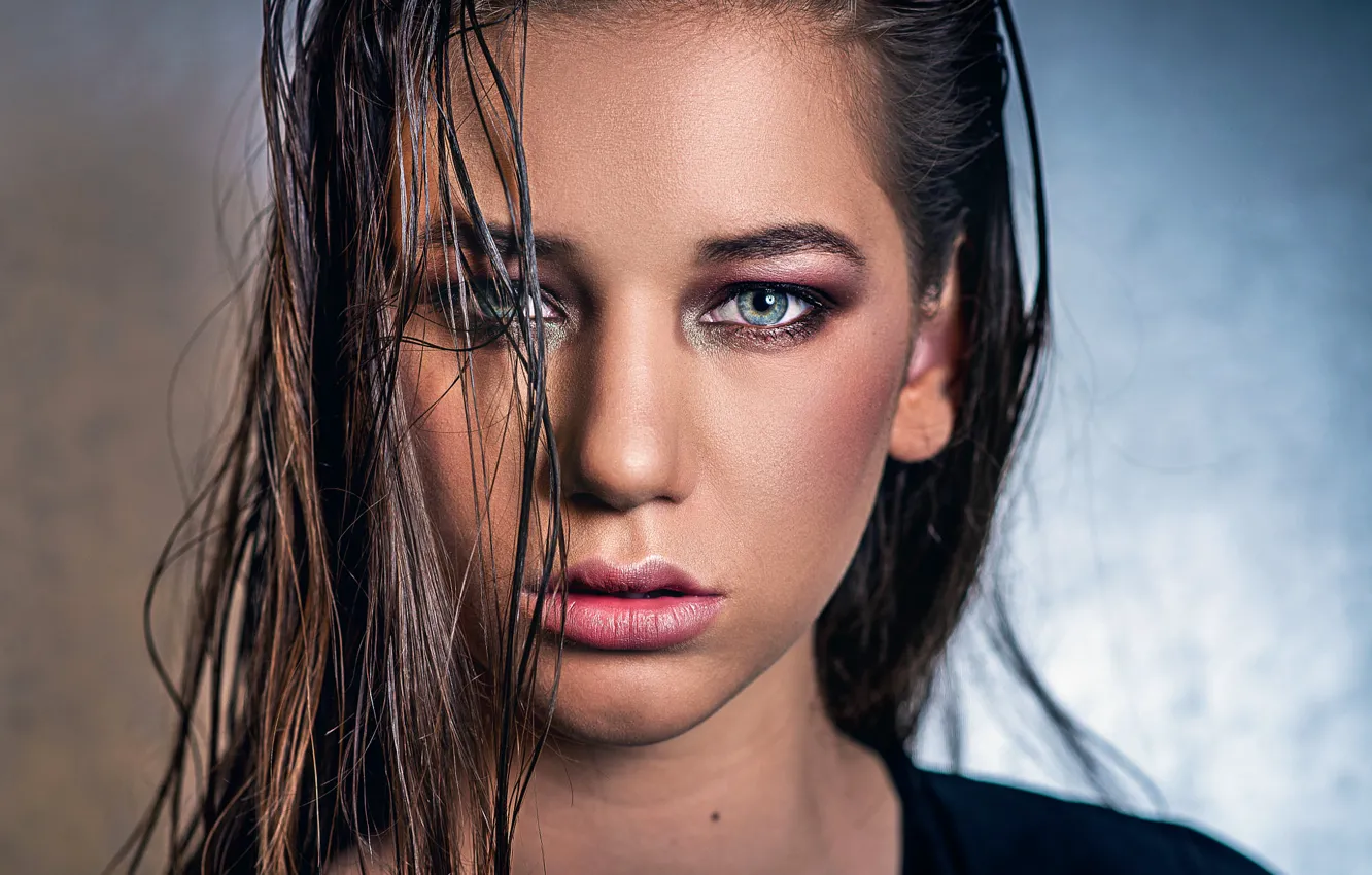 Photo wallpaper look, portrait, makeup, sponge, strands, Luciana Varga