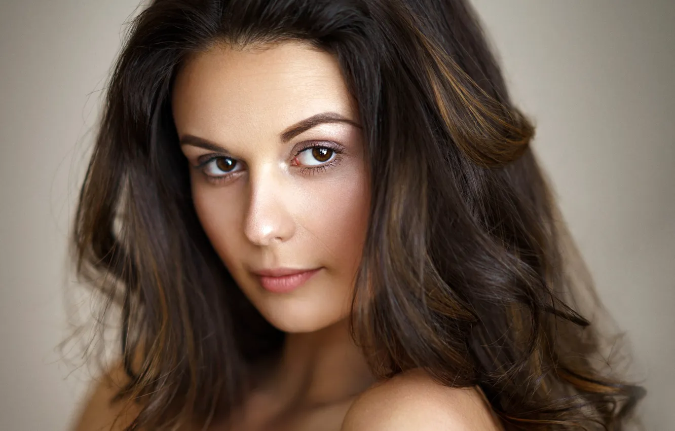 Photo wallpaper look, close-up, face, background, model, portrait, makeup, hairstyle