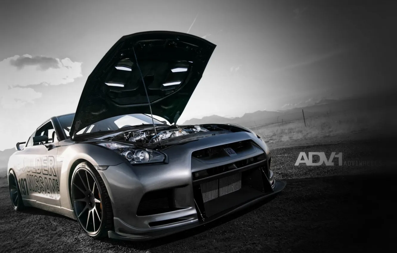 Photo wallpaper Nissan, GT-R, Grey, Modified Vehicle