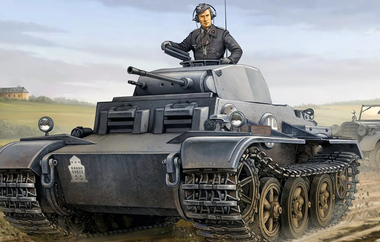 Photo wallpaper figure, art, PzKpfw II, Panzerkampfwagen II Ausf. J, German light tank of world war II, …