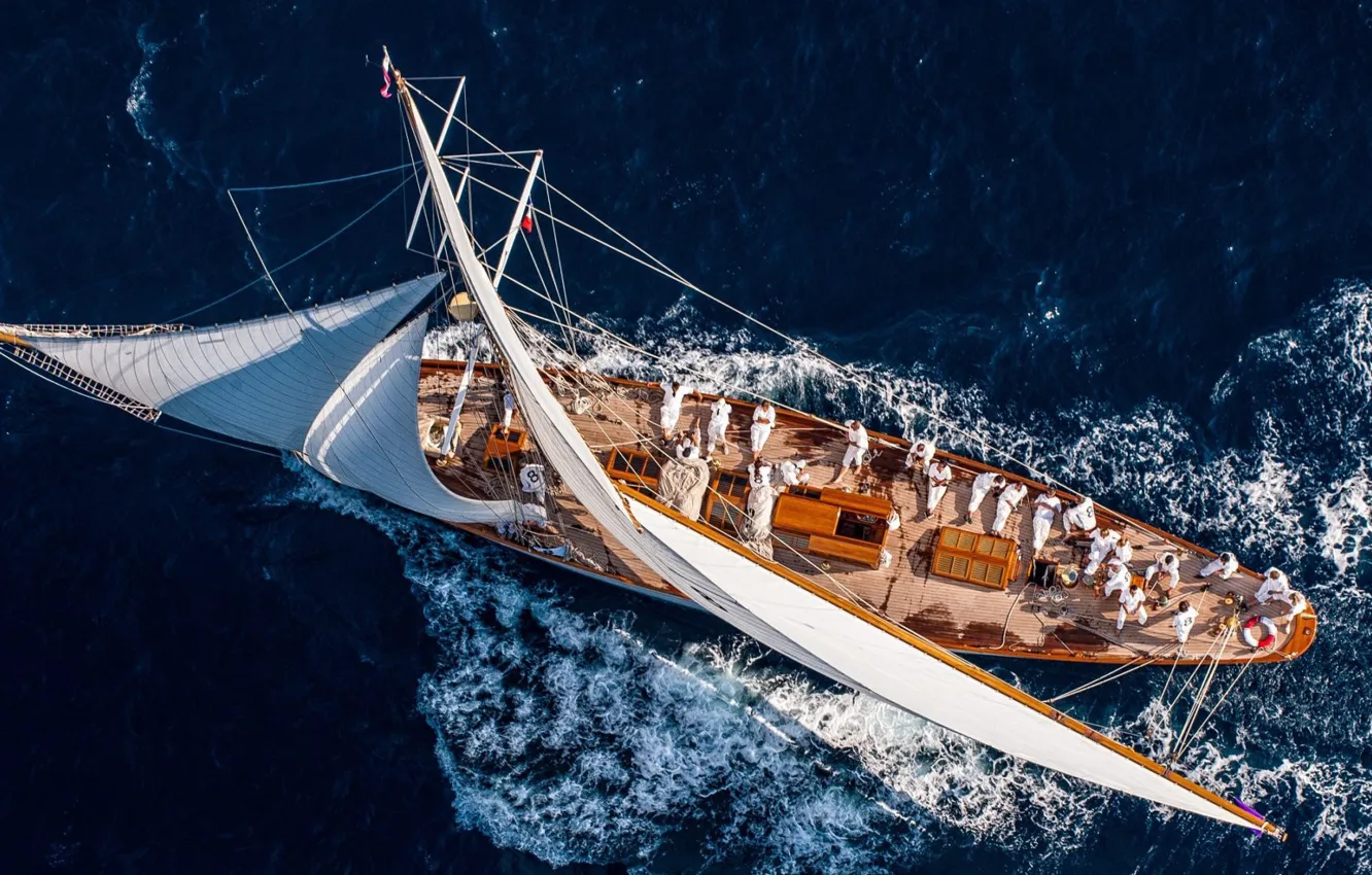 Photo wallpaper sea, yacht, sail, team, regatta, Vertica Version 9.3, Ride The Wind