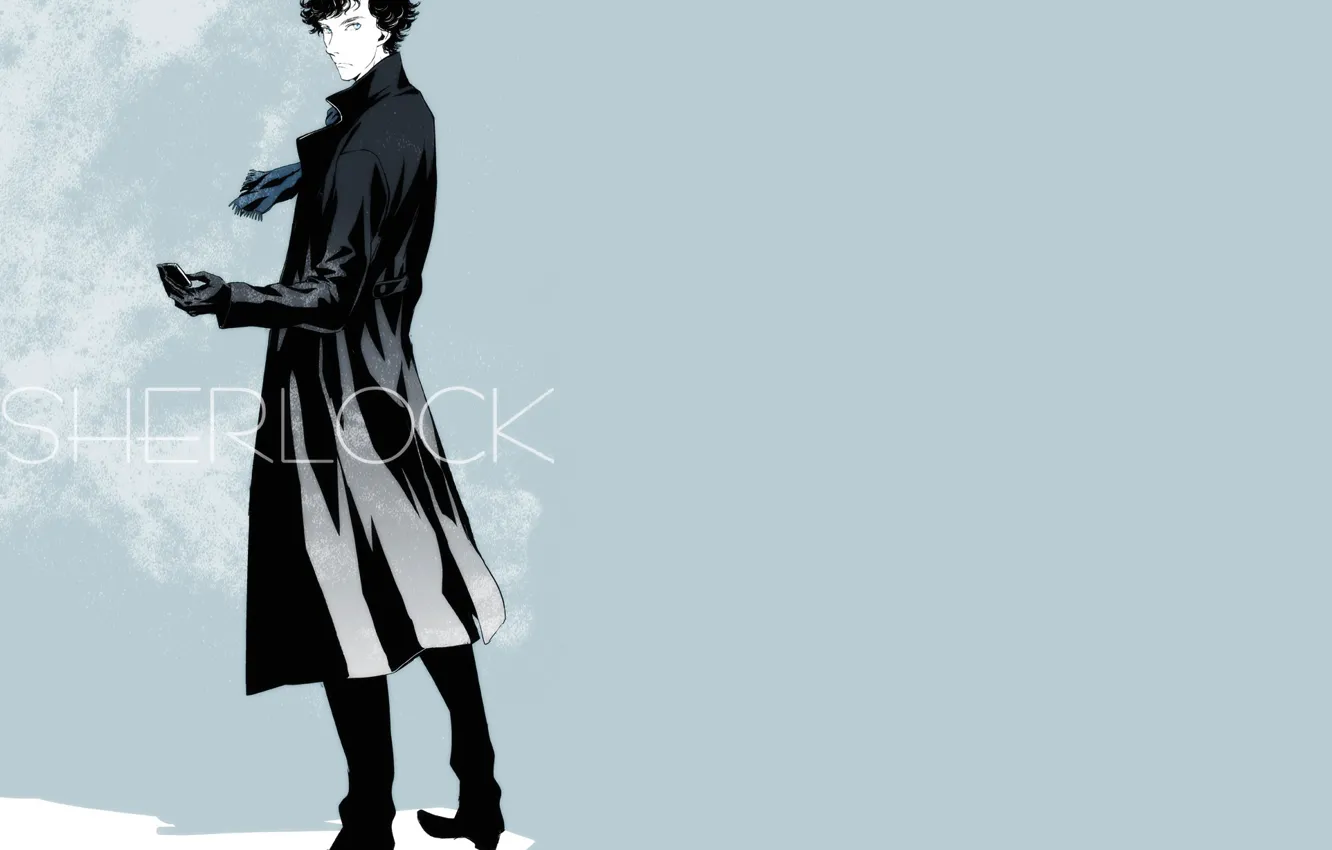 Photo wallpaper art, the series, Sherlock Holmes, blue background, Sherlock