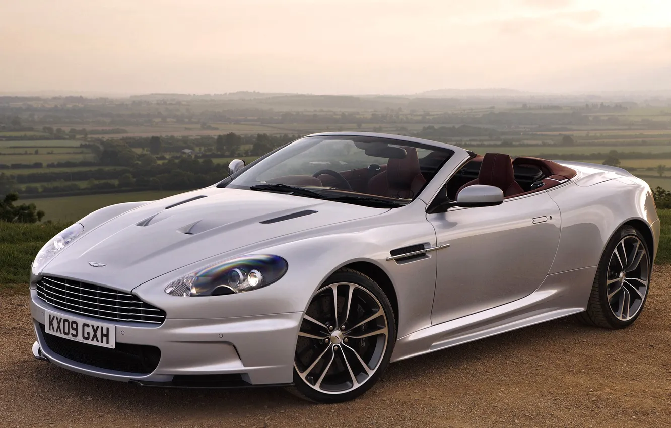 Photo wallpaper Aston Martin, Auto, DBS, Machine, Convertible, Grey, Silver, The hood