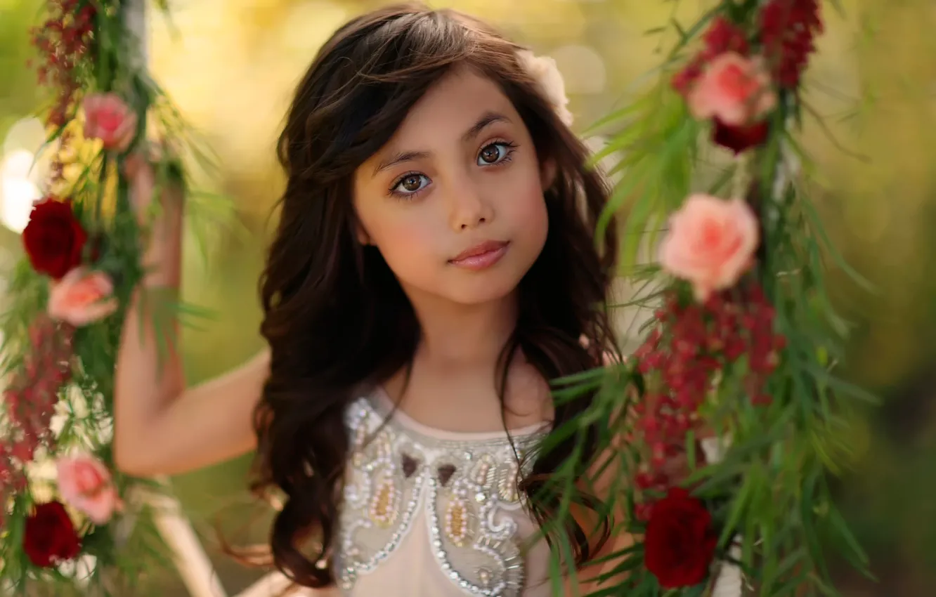 Photo wallpaper look, girl, brown-eyed