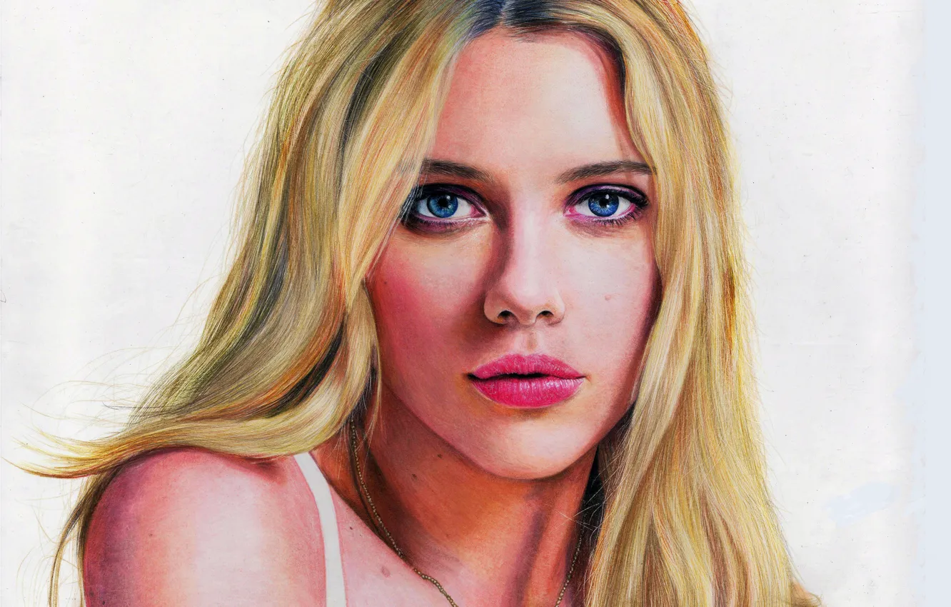 Photo wallpaper Look, Blonde, Scarlett Johansson, Face, Hair, Actress, Singer, Scarlett Johansson