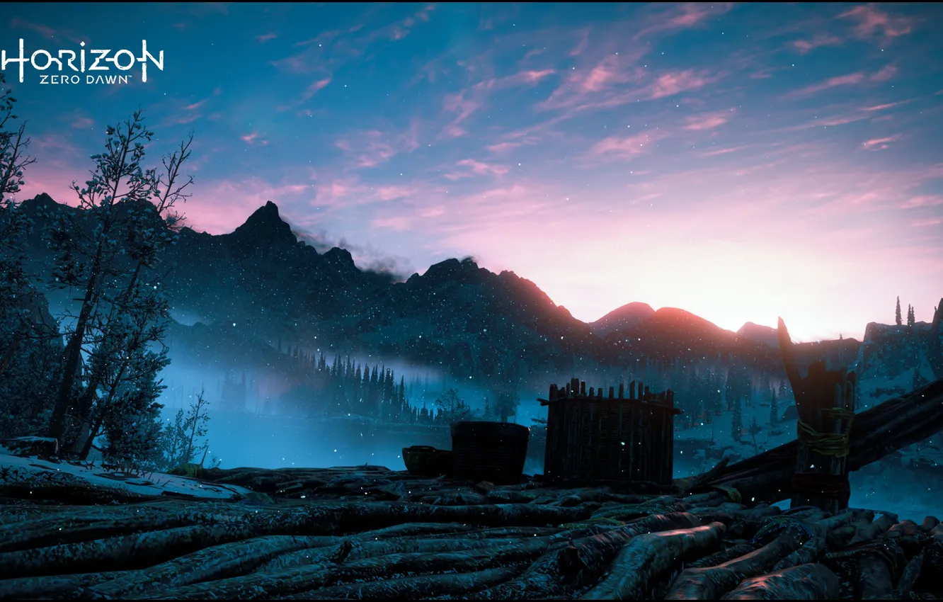 Photo wallpaper game, nature, mountain, horizon zero dawn