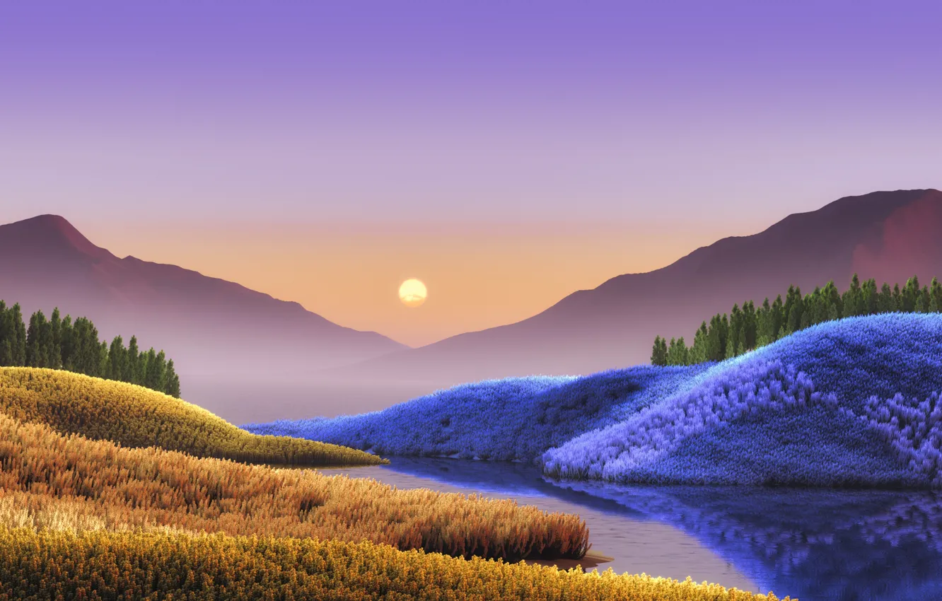 Photo wallpaper landscape, nature, digital art