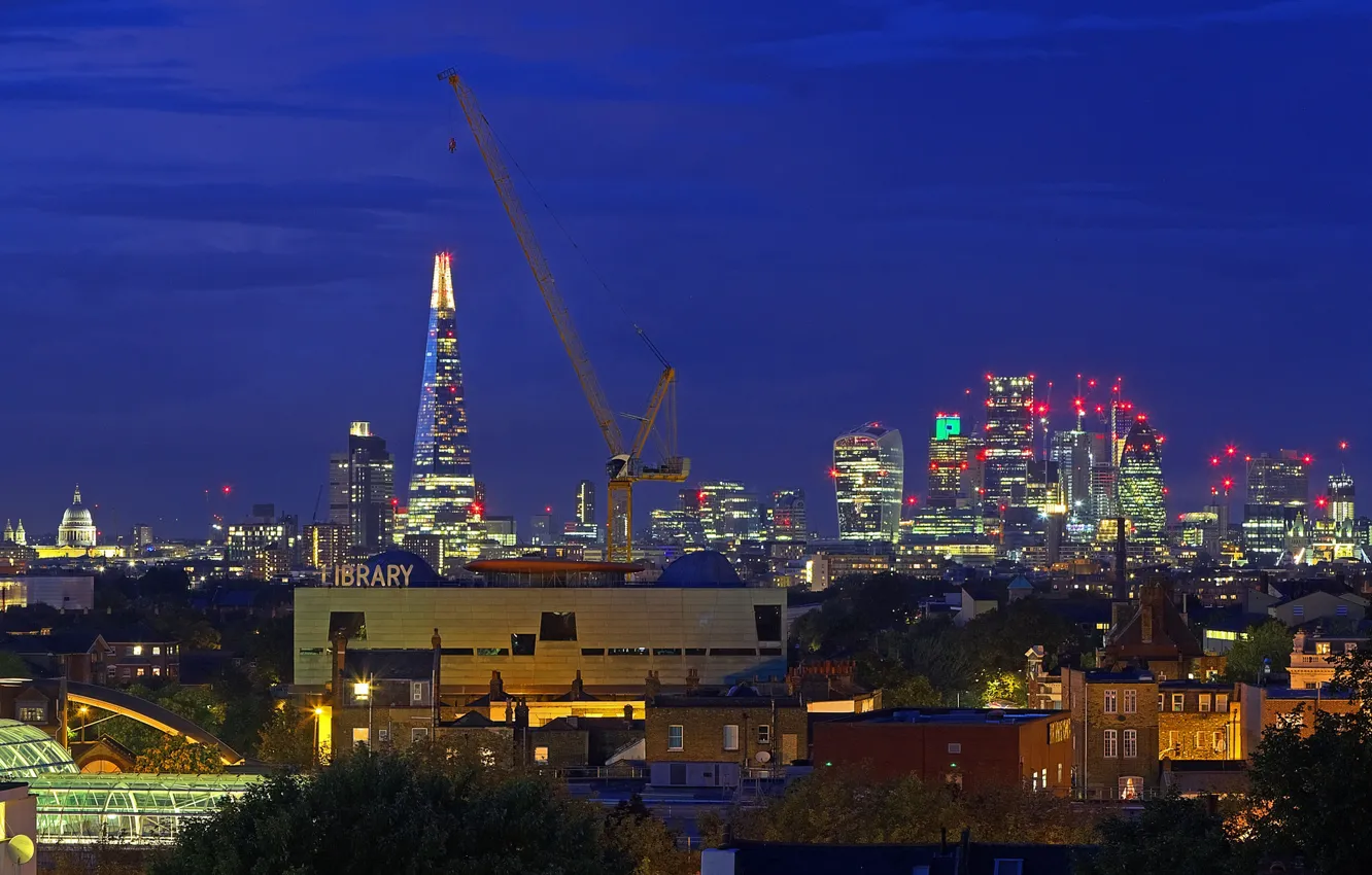 Photo wallpaper lights, England, London, panorama