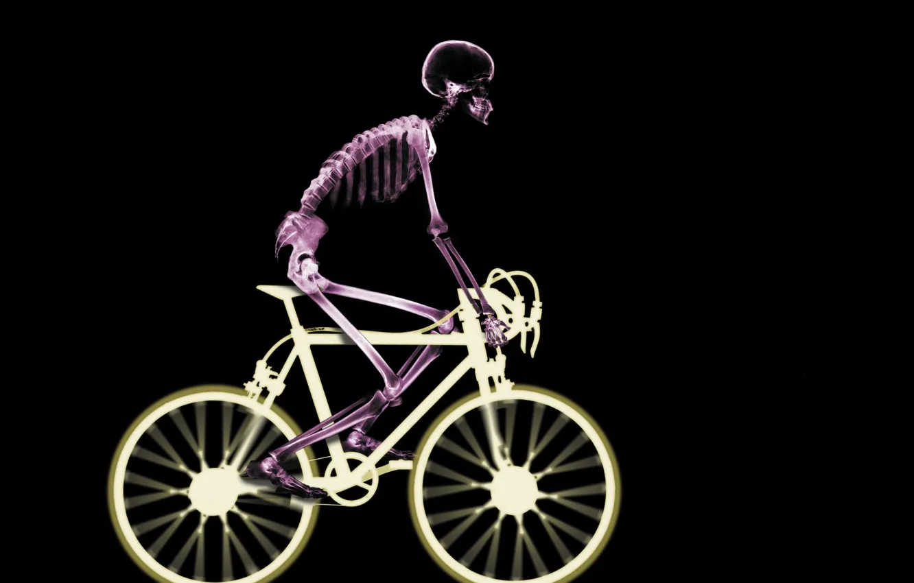 Photo wallpaper bike, skeleton, x-ray