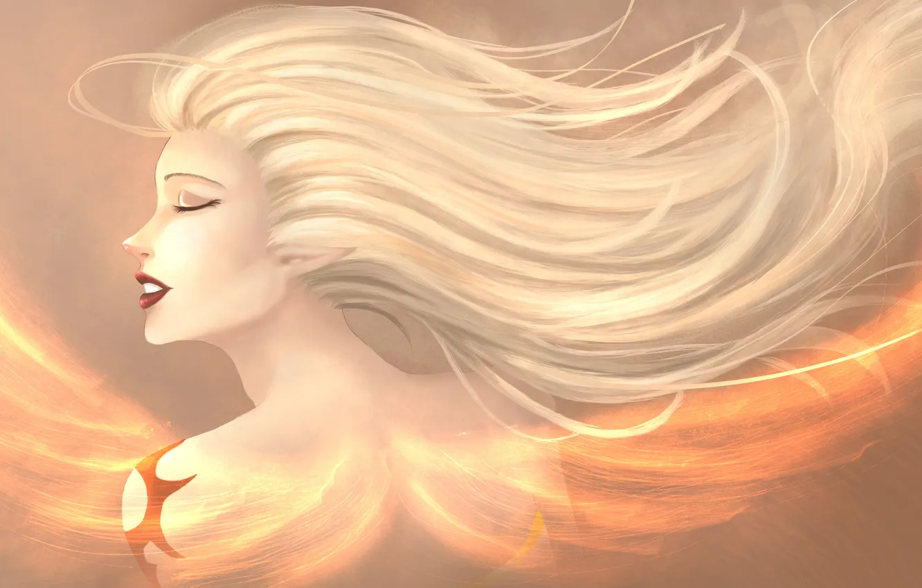 Photo wallpaper girl, hair, art, League of Legends, Janna